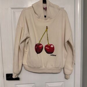 Edikted Cream Cherry Print Hoodie